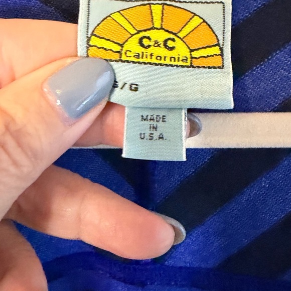 C&C California Navy and Black Striped  Sweater, Made in USA - Picture 2 of 7